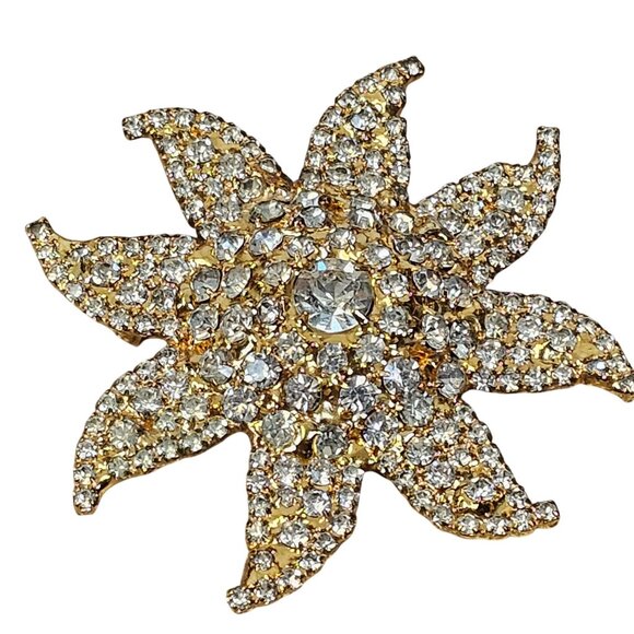 Dorothy Bauer Brooch 8Point Star Gold Tone Rhinestone Beachy Boho Chic Elegance - Picture 11 of 16